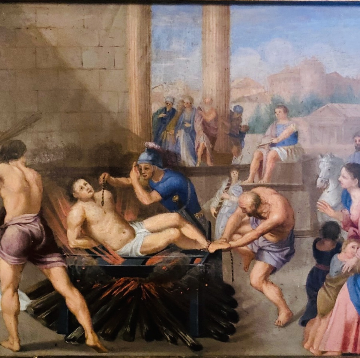 Saint Lawrence Martyr, Oil On Copper, 18th Century -photo-2