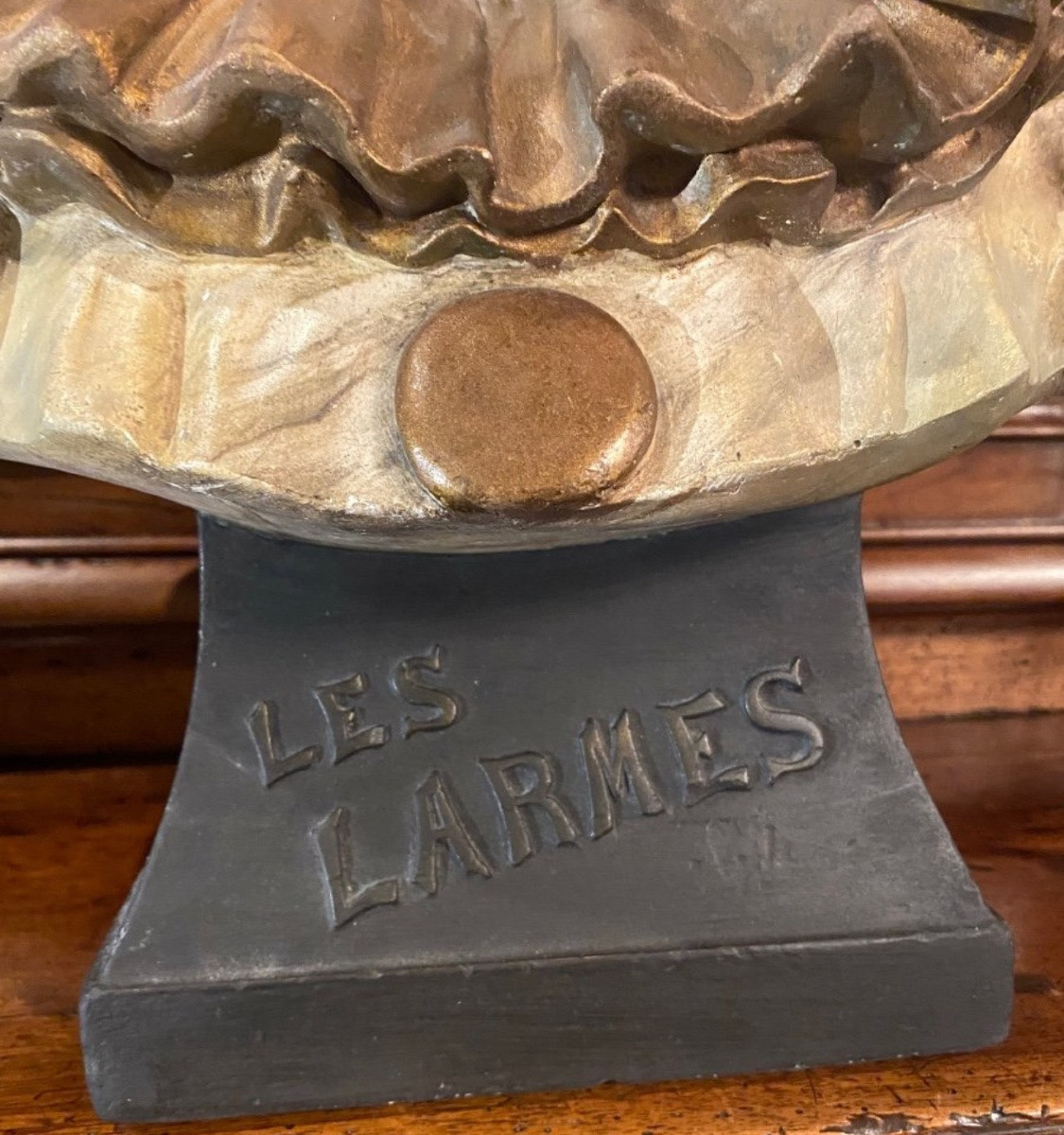 Les Larmes, Grand Buste En Plâtre Polychrome De Pierrot-photo-4