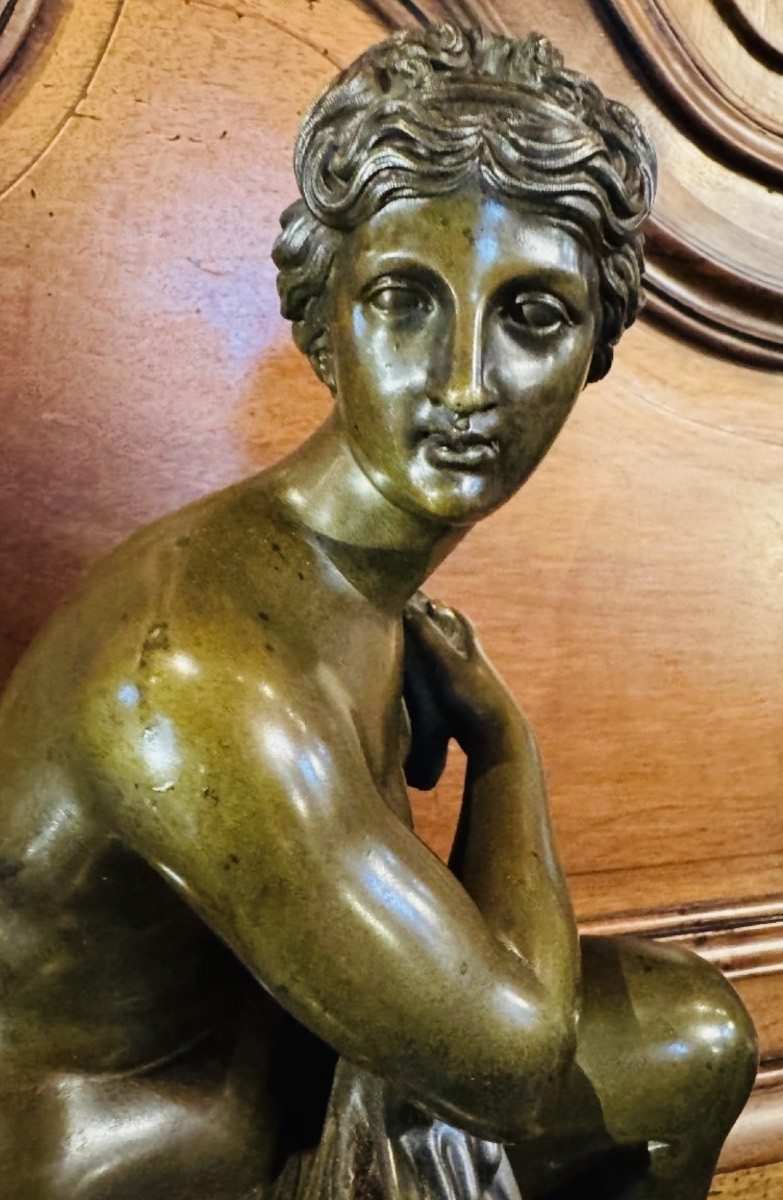 La Venus Accroupie à la tortue, Beau Bronze Du XIX Eme Siècle-photo-5