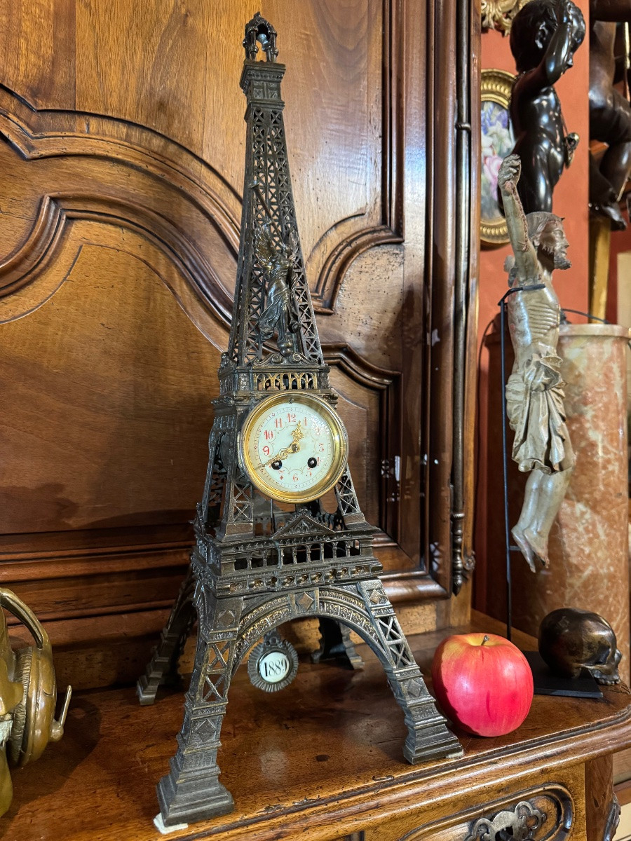 Eiffel Tower Metal Clock Circa 1900-photo-2