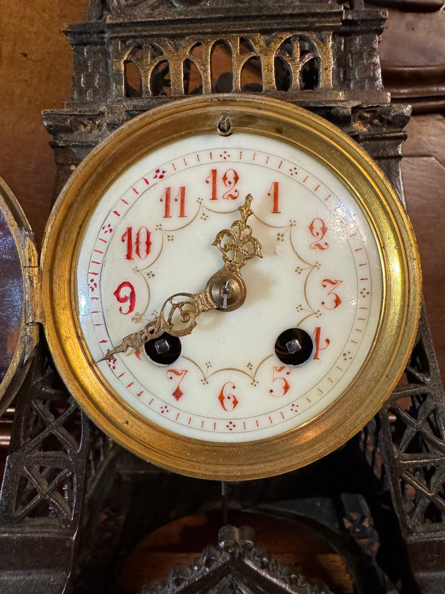 Eiffel Tower Metal Clock Circa 1900-photo-3