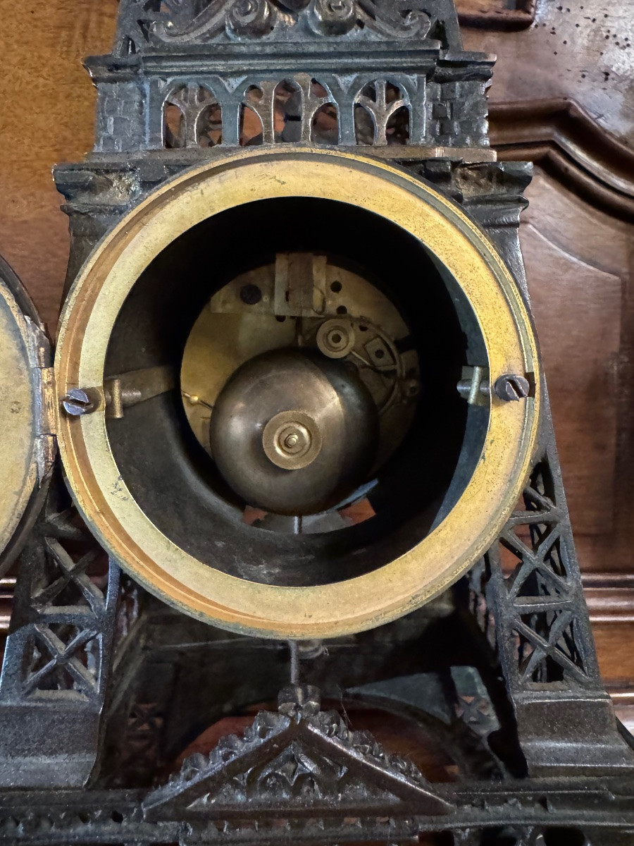 Eiffel Tower Metal Clock Circa 1900-photo-4