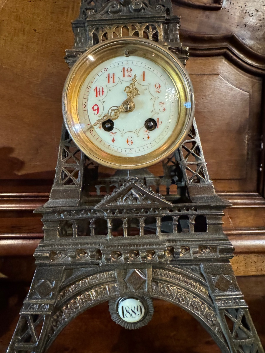 Eiffel Tower Metal Clock Circa 1900-photo-2