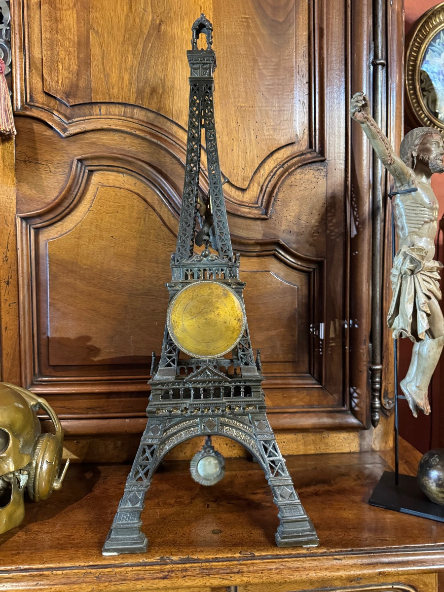Eiffel Tower Metal Clock Circa 1900-photo-6
