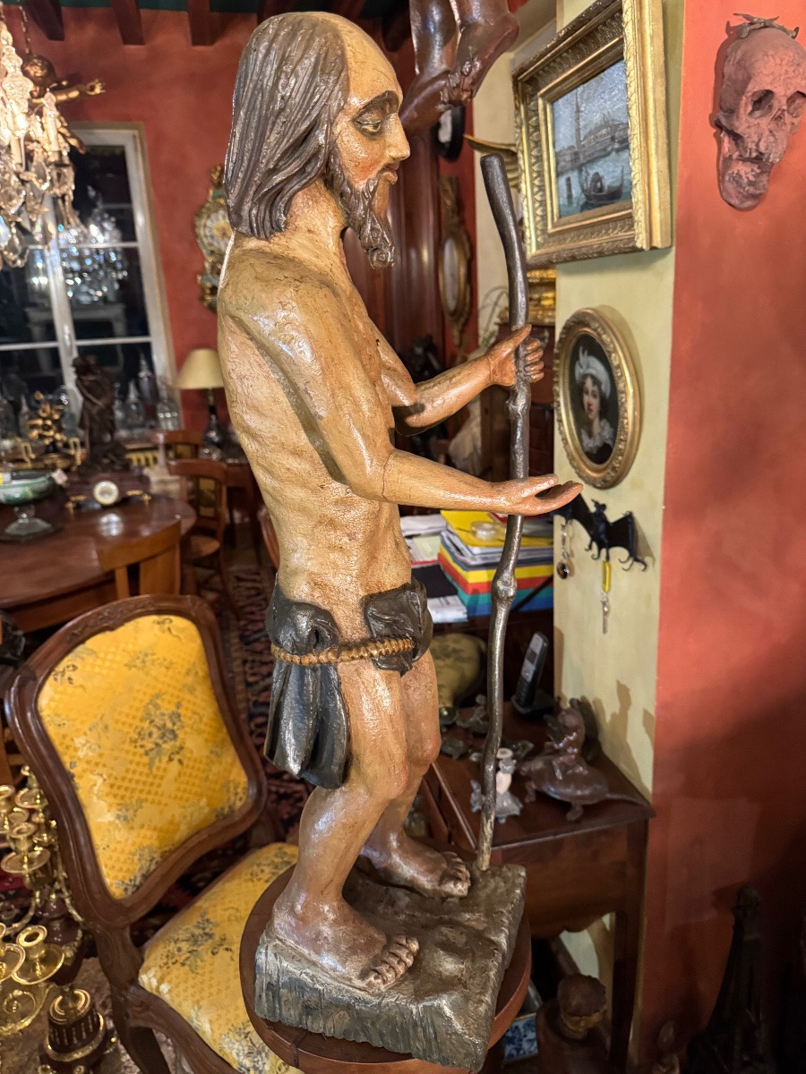 Large Polychrome Statue From The 18th Century, Probably Of Saint Onuphrius-photo-2