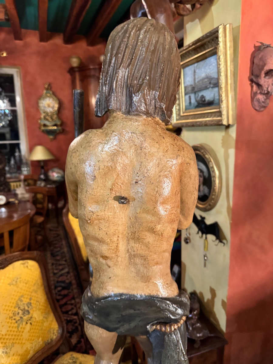 Large Polychrome Statue From The 18th Century, Probably Of Saint Onuphrius-photo-3