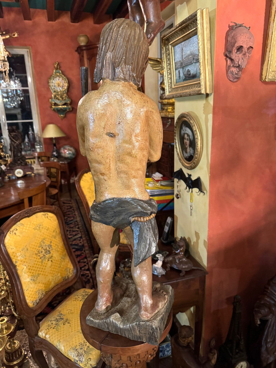 Large Polychrome Statue From The 18th Century, Probably Of Saint Onuphrius-photo-4