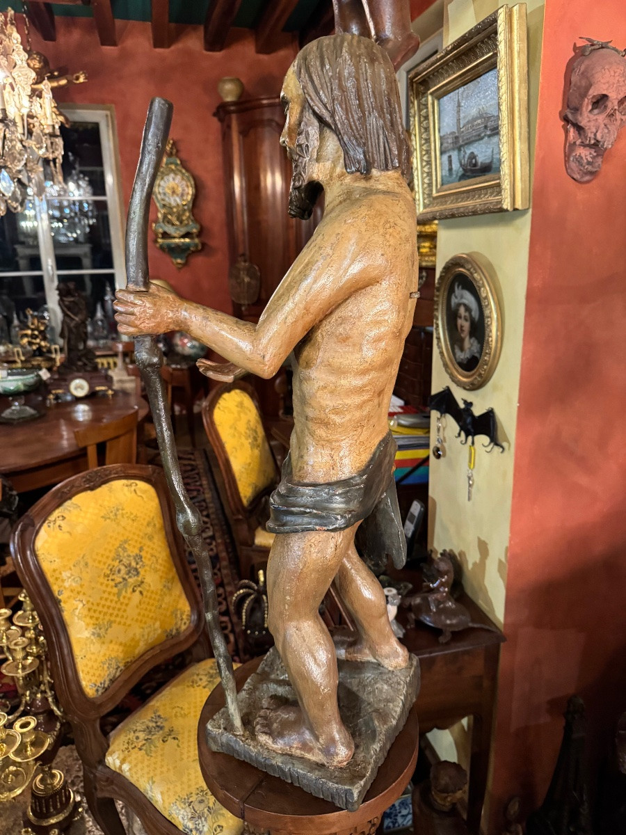 Large Polychrome Statue From The 18th Century, Probably Of Saint Onuphrius-photo-5