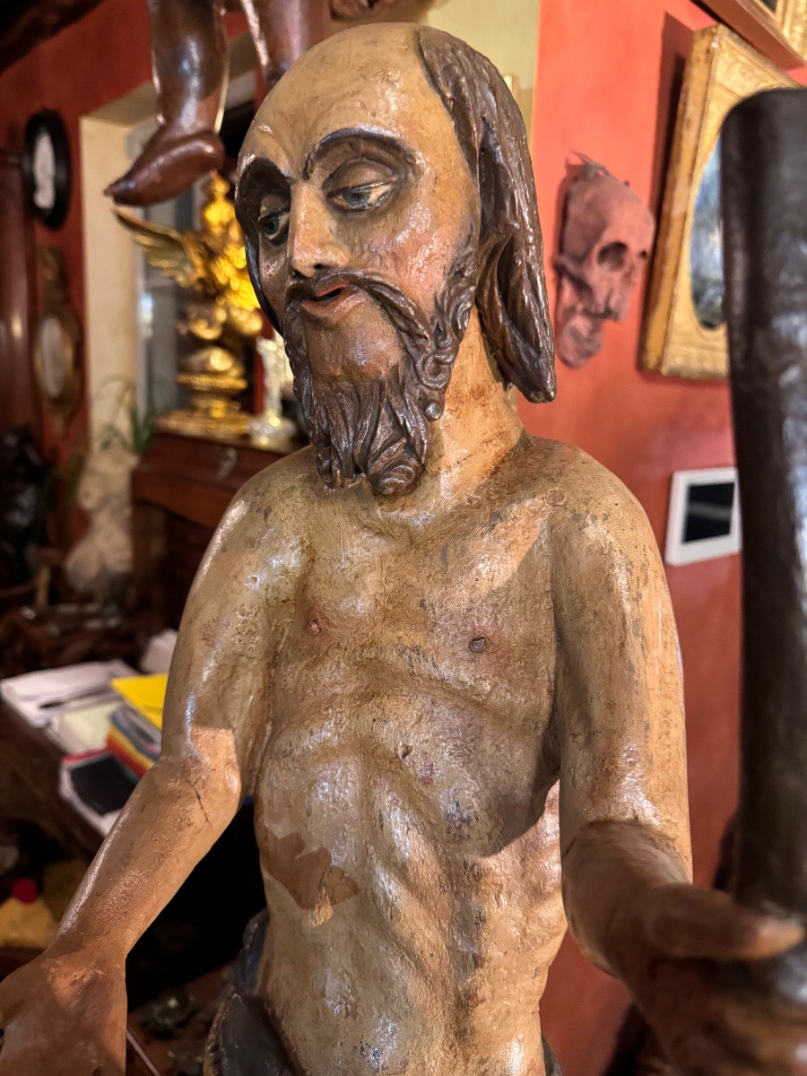 Large Polychrome Statue From The 18th Century, Probably Of Saint Onuphrius-photo-6