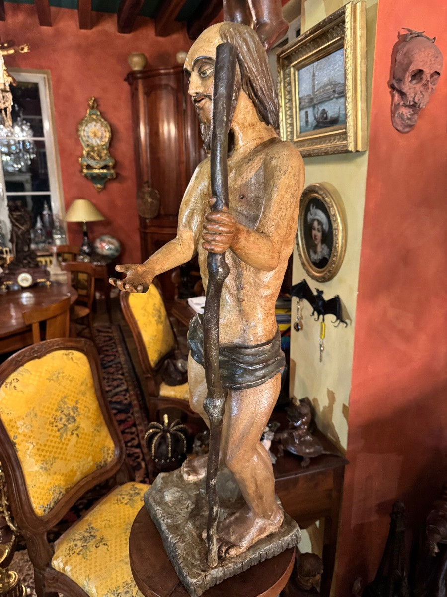Large Polychrome Statue From The 18th Century, Probably Of Saint Onuphrius-photo-7