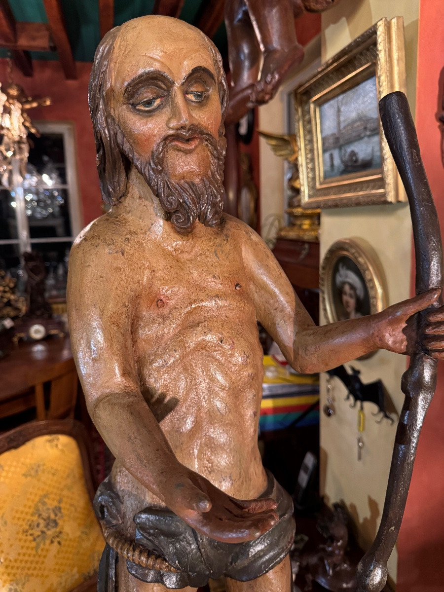 Large Polychrome Statue From The 18th Century, Probably Of Saint Onuphrius-photo-8