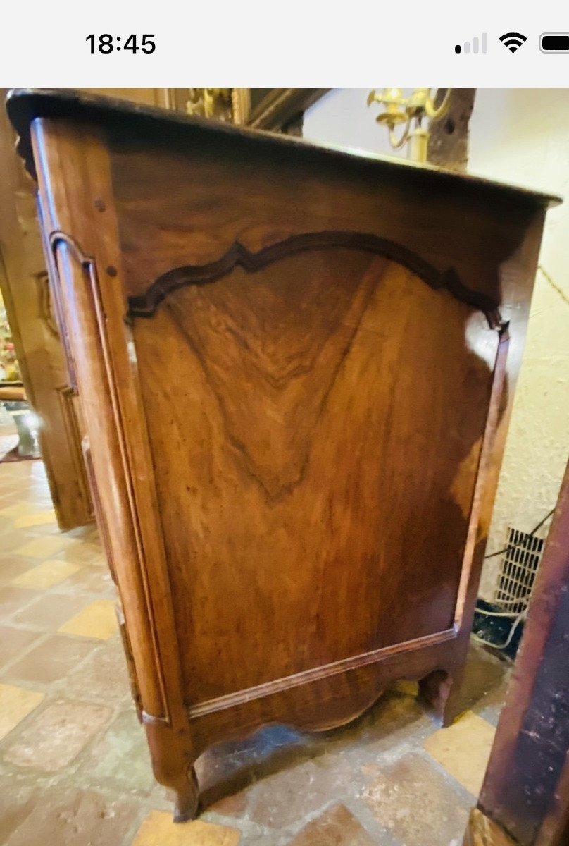 Belle Commode Double Arbalète En Noyer Vallée Du Rhône D’époque Louis XV, XVIII eme siècle -photo-1