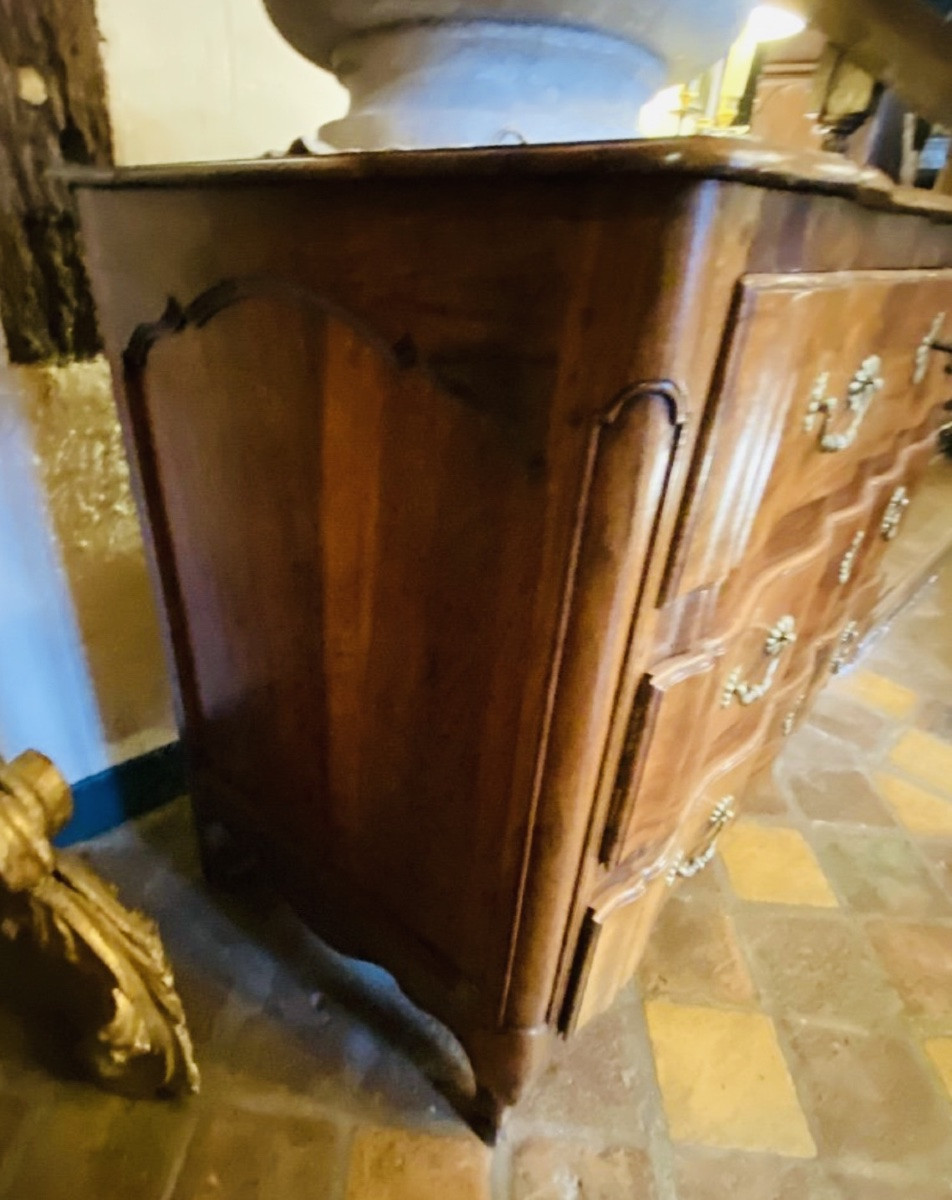Belle Commode Double Arbalète En Noyer Vallée Du Rhône D’époque Louis XV, XVIII eme siècle -photo-2
