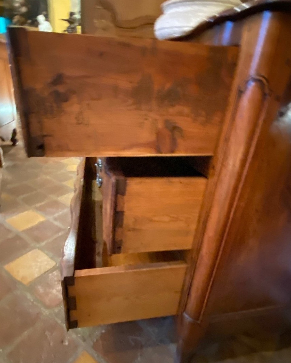 Belle Commode Double Arbalète En Noyer Vallée Du Rhône D’époque Louis XV, XVIII eme siècle -photo-3