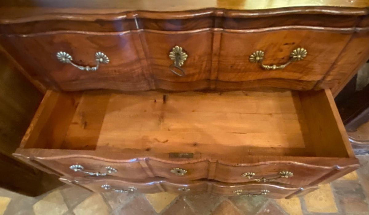Belle Commode Double Arbalète En Noyer Vallée Du Rhône D’époque Louis XV, XVIII eme siècle -photo-7