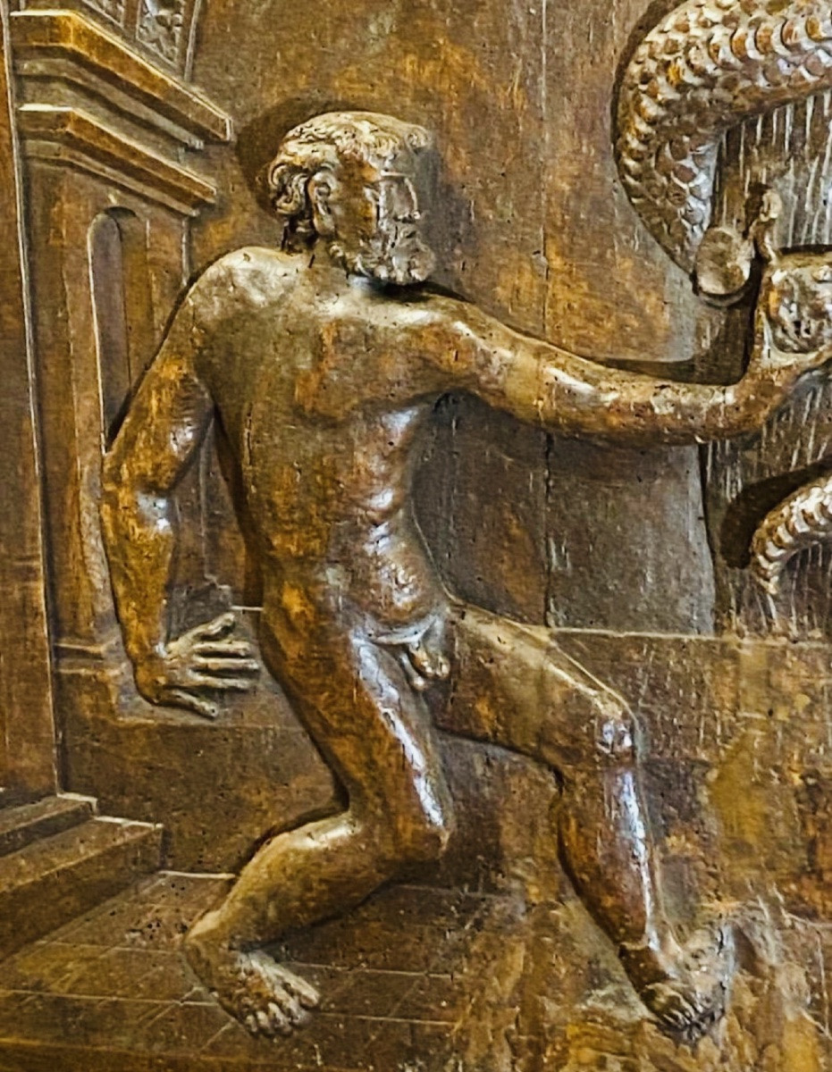 Adam And Eve, Large Walnut Panel In Renaissance Style, Late 17th Century-photo-2