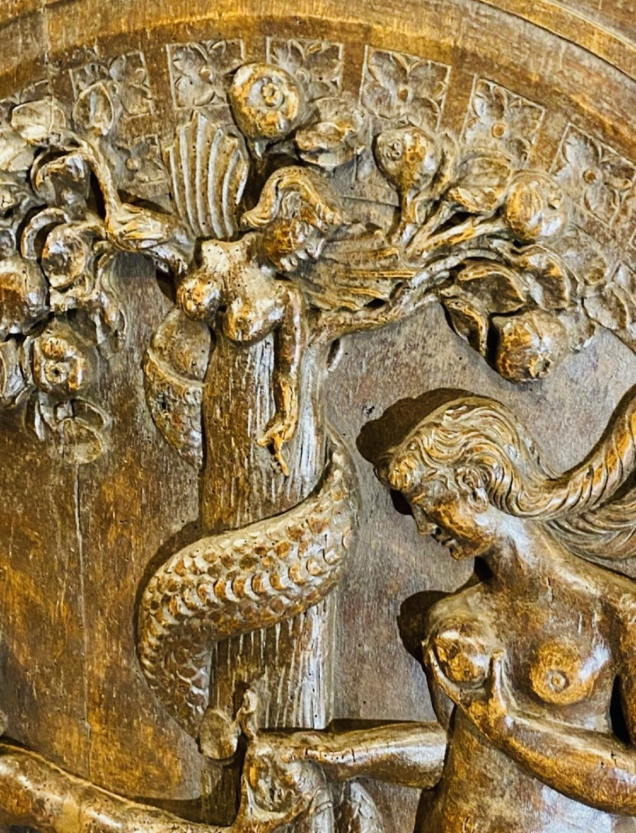 Adam And Eve, Large Walnut Panel In Renaissance Style, Late 17th Century-photo-5