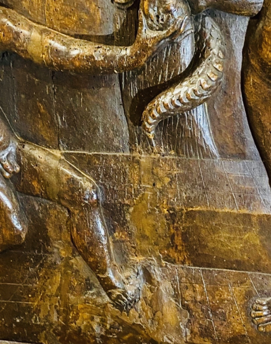 Adam And Eve, Large Walnut Panel In Renaissance Style, Late 17th Century-photo-7