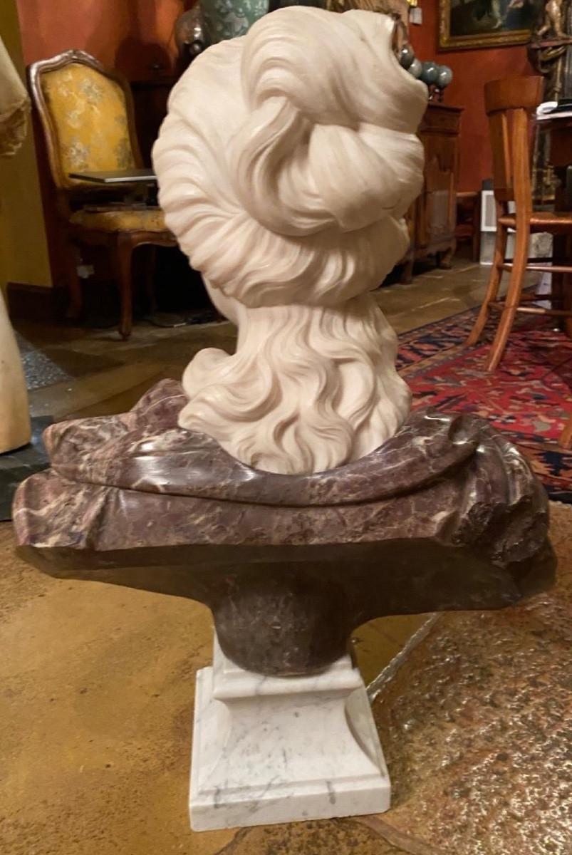 Grand Buste De Femme en marbre d’époux Napoléon III Dans L’esprit Du XVIII Eme Siècle-photo-2