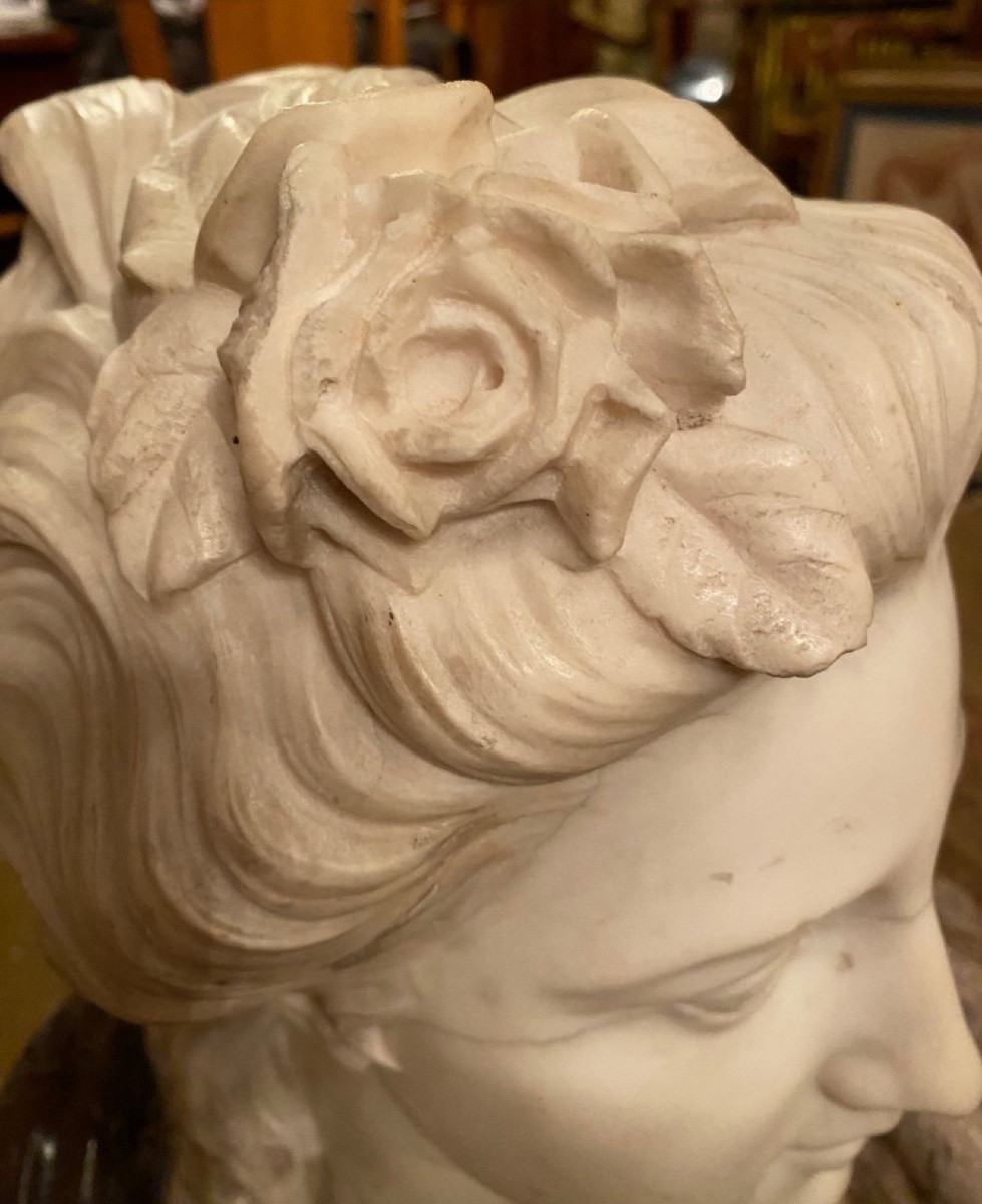 Grand Buste De Femme en marbre d’époux Napoléon III Dans L’esprit Du XVIII Eme Siècle-photo-7