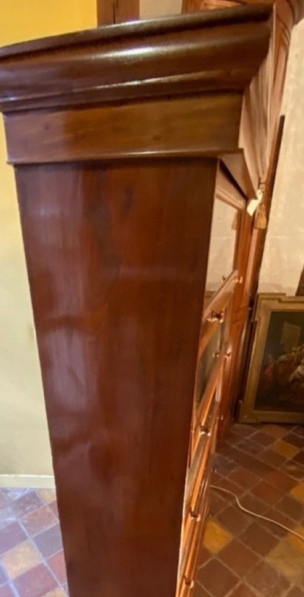 Bibliothèque Anglaise Vitrée à Panneaux Coulissants à 5 Niveaux.-photo-6