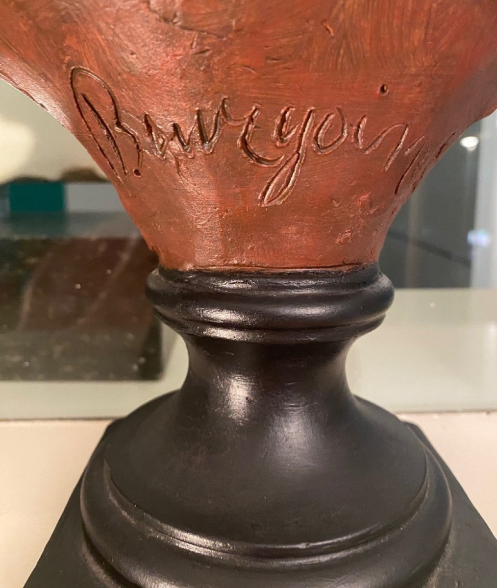 Pair Of Polychrome Terracotta Busts Of Children Signed Eugene Bourgoin-photo-4