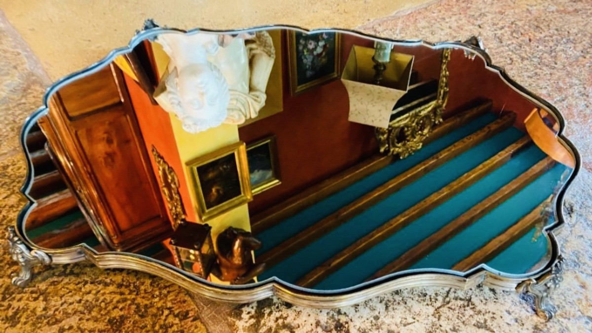 Large Louis XV Style Silvered Bronze Table Centerpiece-photo-1