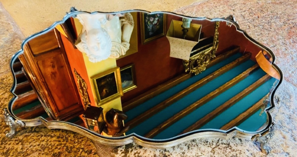 Large Louis XV Style Silvered Bronze Table Centerpiece-photo-3