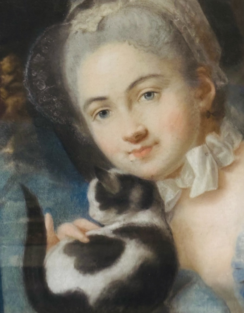 Paire De Pastels romantiques Aux Jeunes Filles De Style Louis XV-photo-3