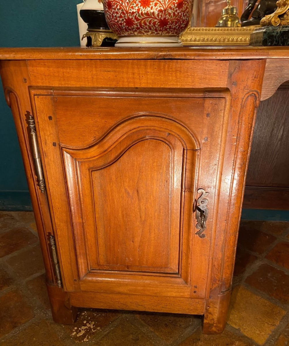 Large Flat Desk With Drawers In Burgundy Walnut, 18th Century-photo-4