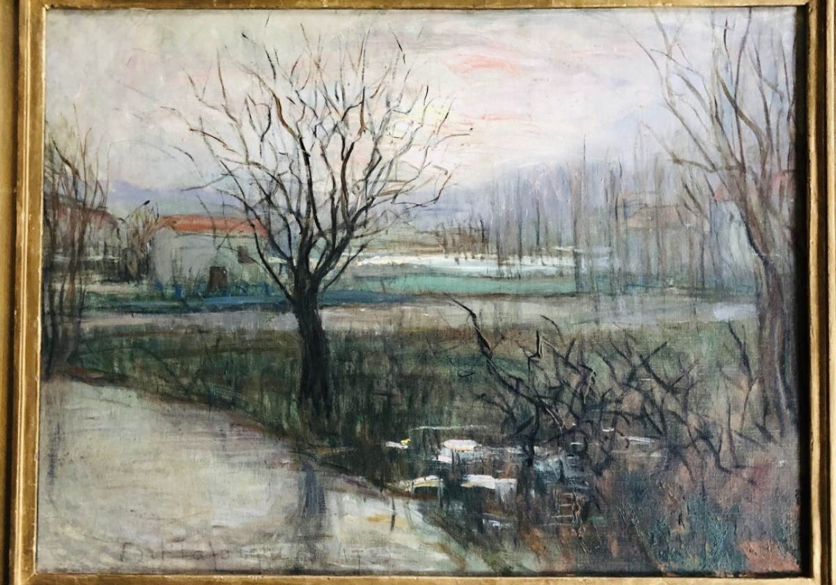 Winter, Port Lafarge 1932, Winter Landscape, Mixed Media-photo-6