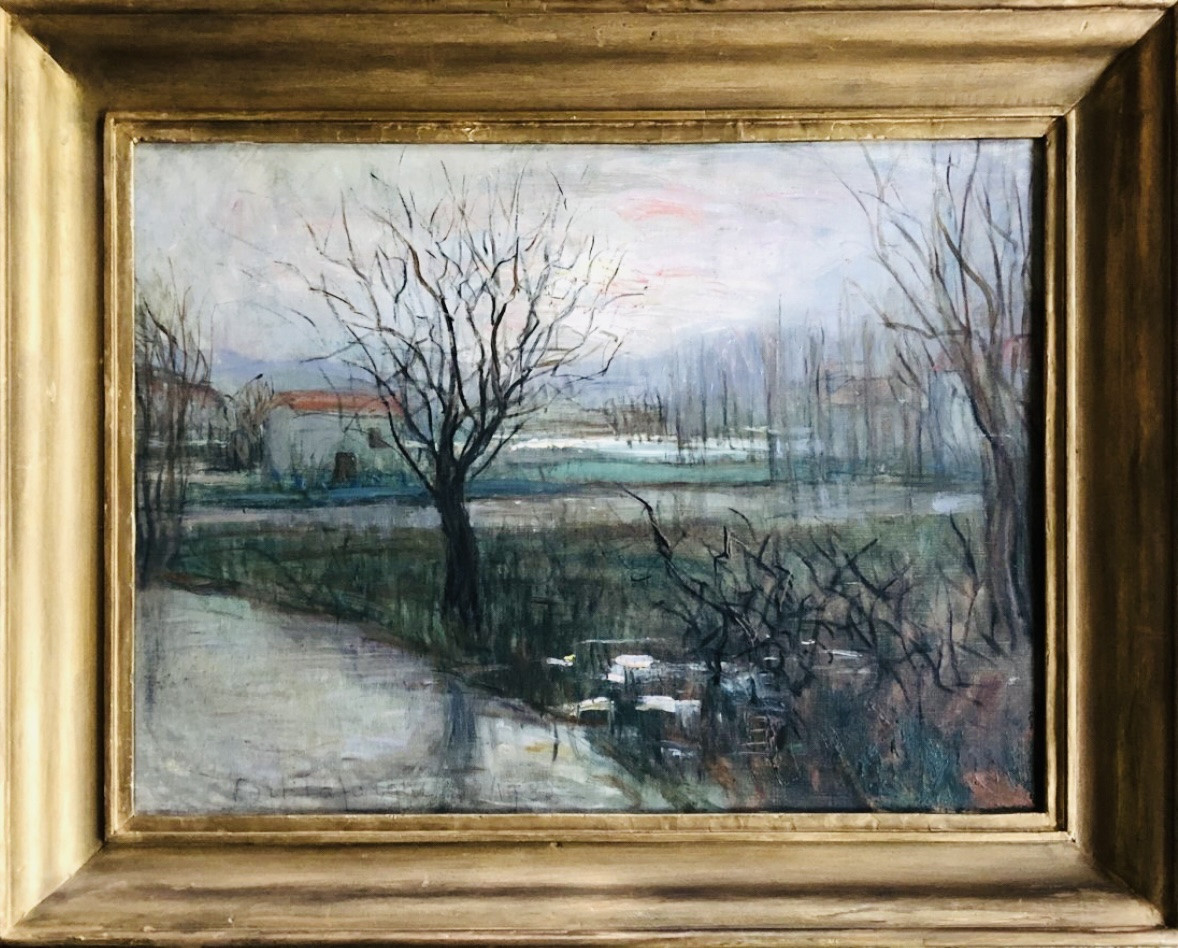 Winter, Port Lafarge 1932, Winter Landscape, Mixed Media-photo-8