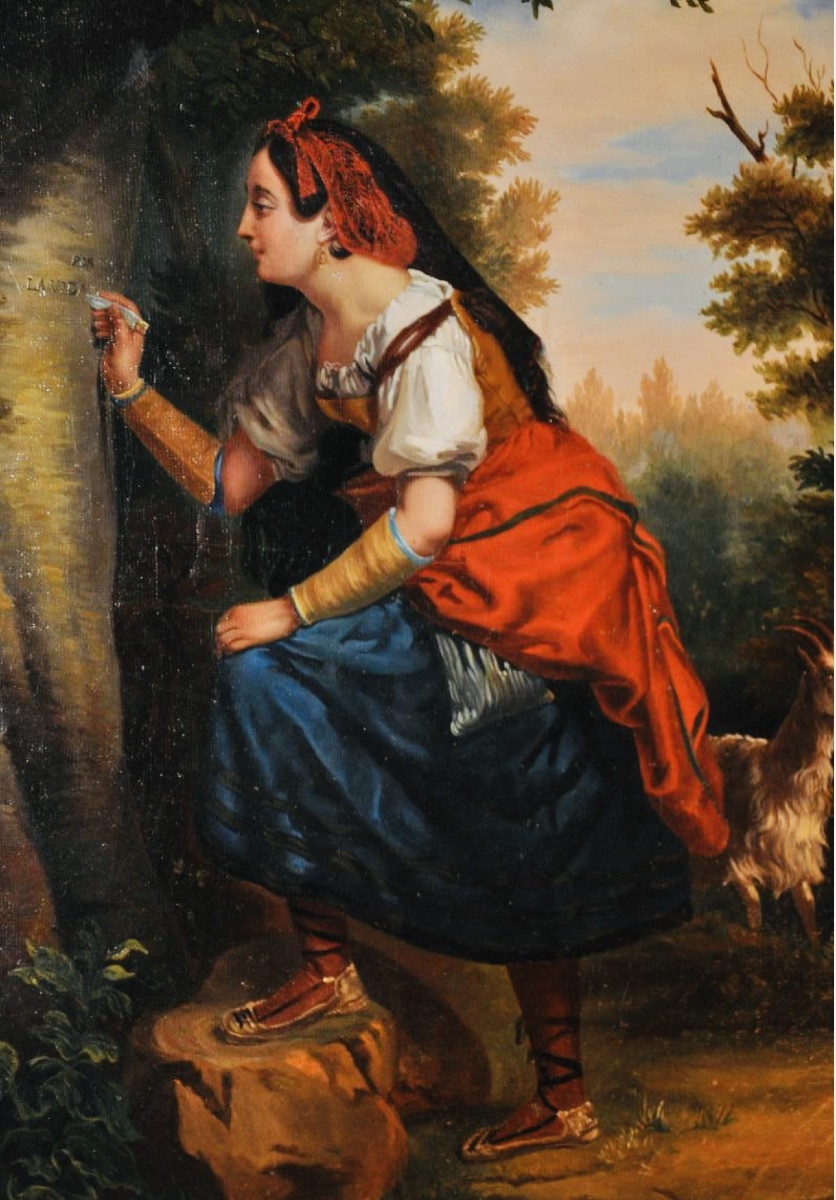 The Shepherdess In Love, 19th-century Oil On Canvas -photo-1