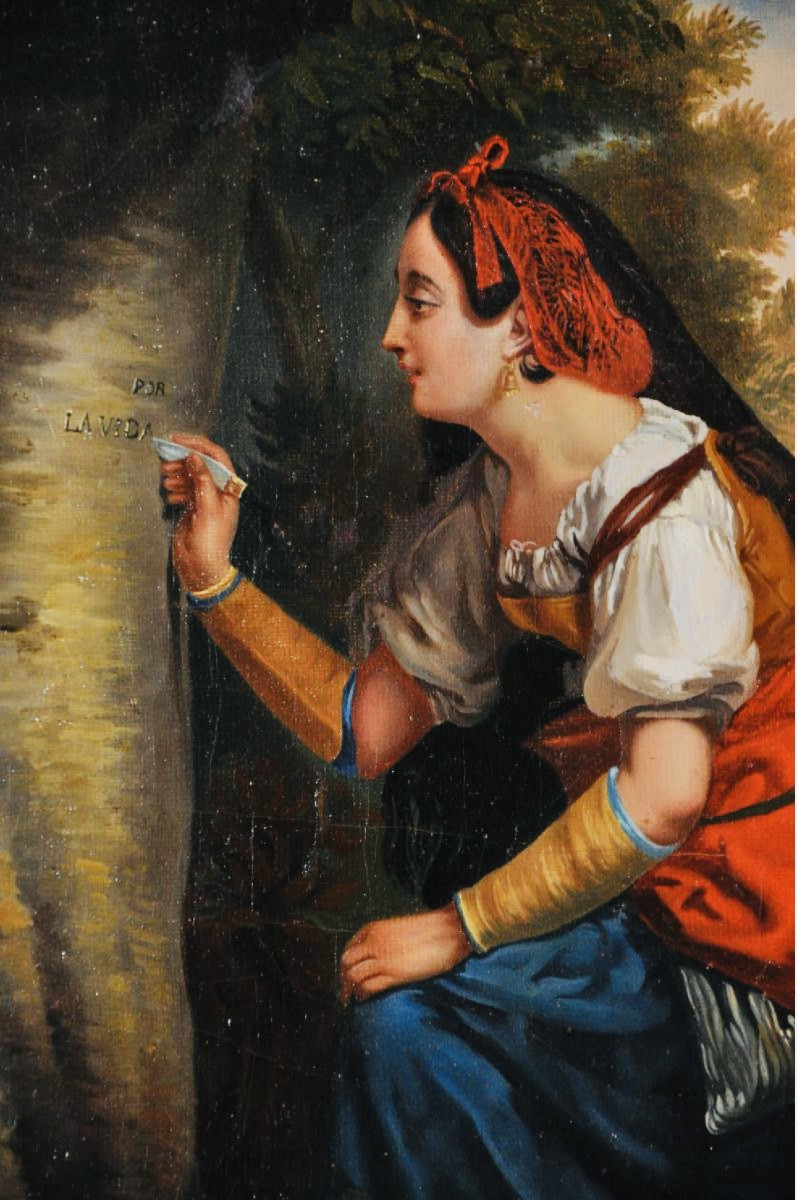 The Shepherdess In Love, 19th-century Oil On Canvas -photo-2