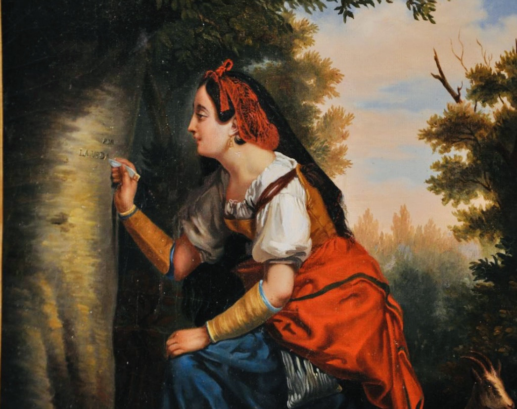 The Shepherdess In Love, 19th-century Oil On Canvas -photo-3