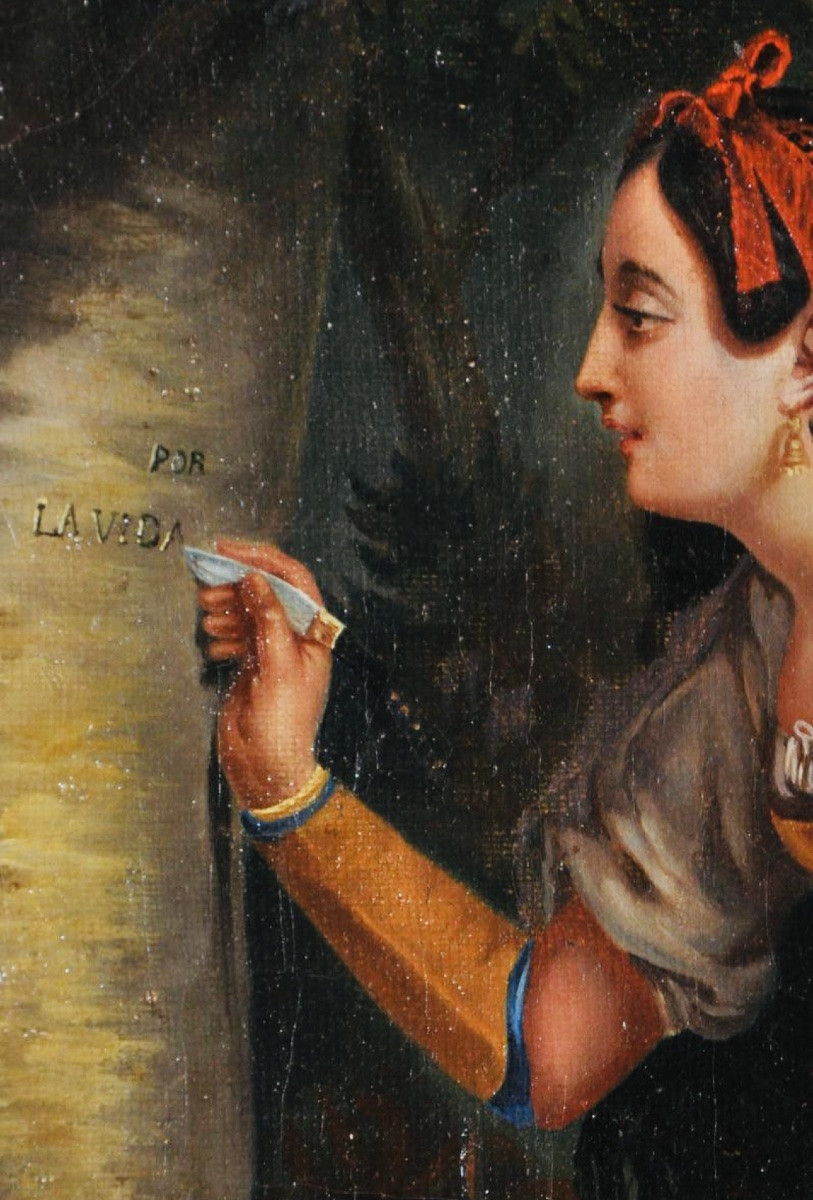 The Shepherdess In Love, 19th-century Oil On Canvas -photo-5