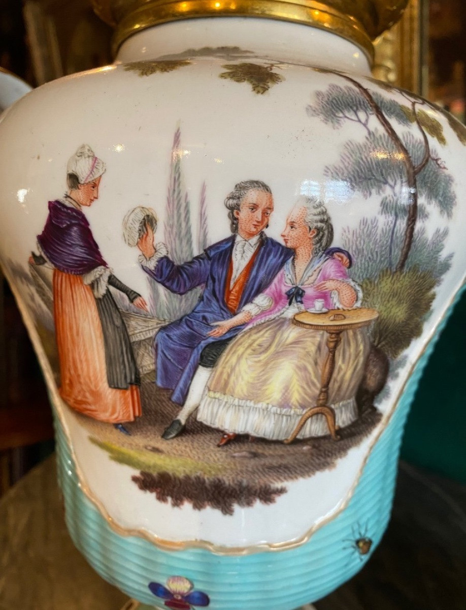 Grande paire de  Pot-pourris à Décor De Scènes Galantes-photo-3