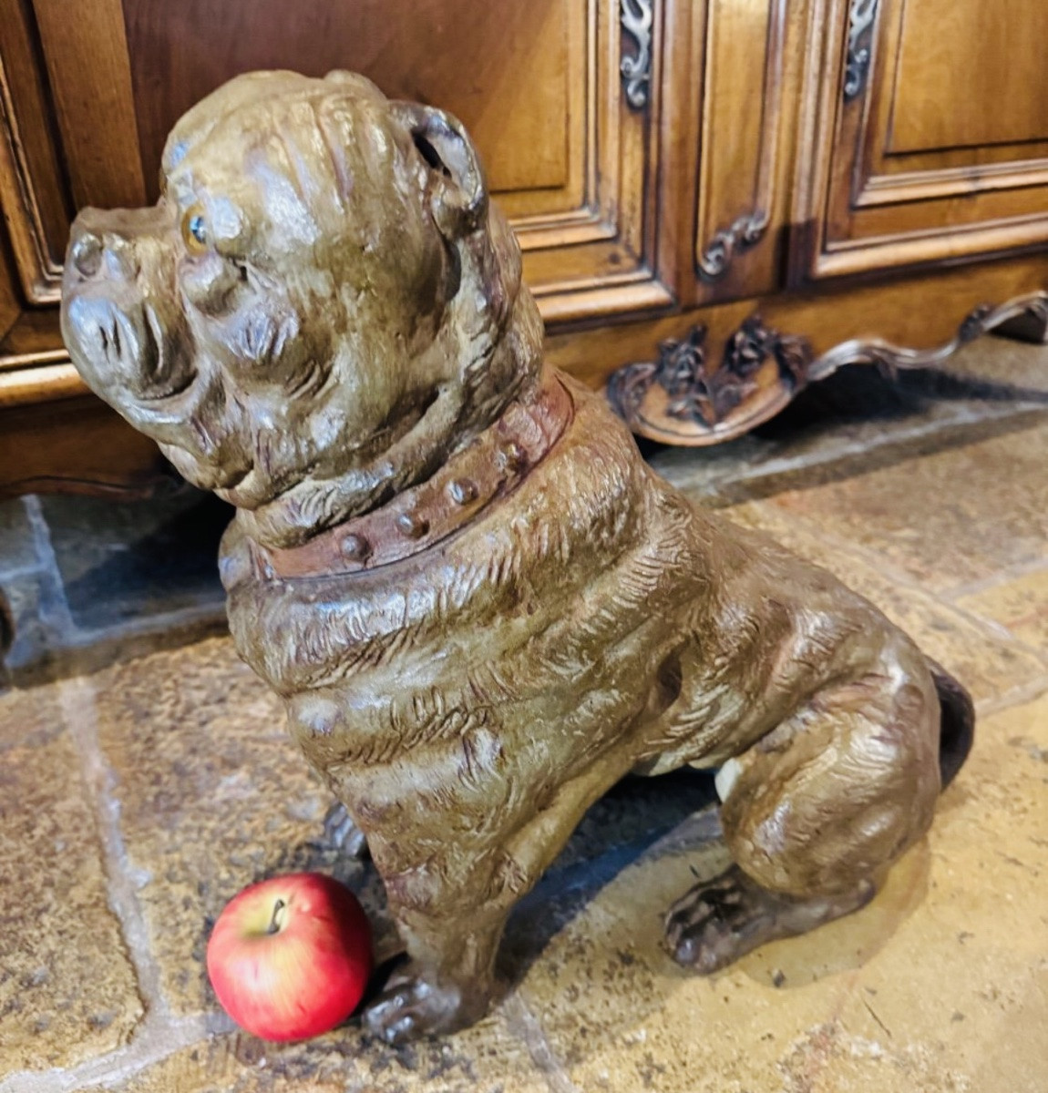 Chien Bouledogue Anglais En Terre Cuite Du XIX Eme Siècle -photo-2