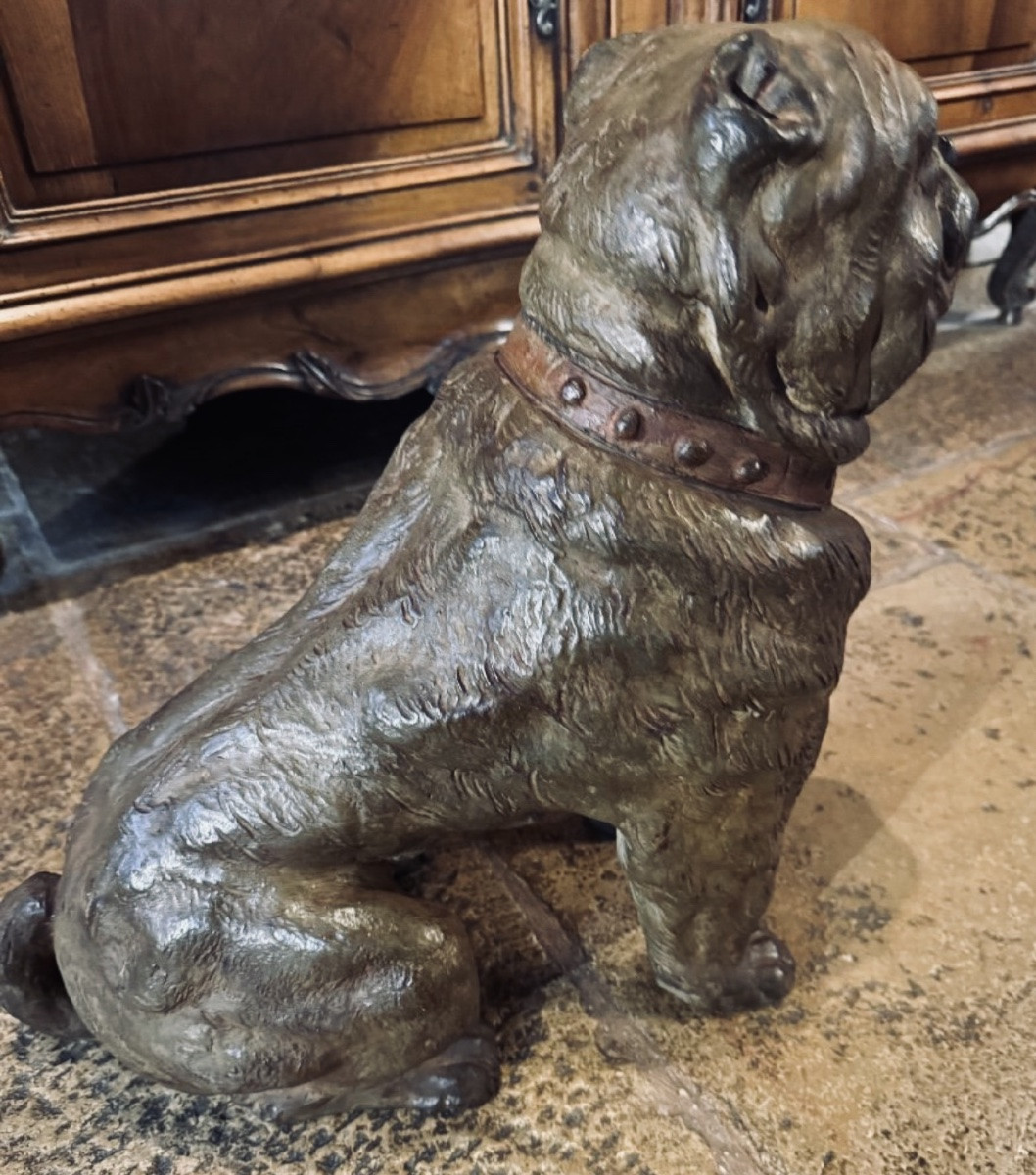 Chien Bouledogue Anglais En Terre Cuite Du XIX Eme Siècle -photo-2