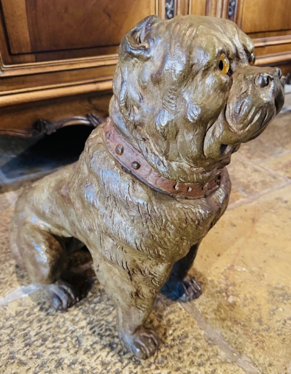 Chien Bouledogue Anglais En Terre Cuite Du XIX Eme Siècle -photo-3