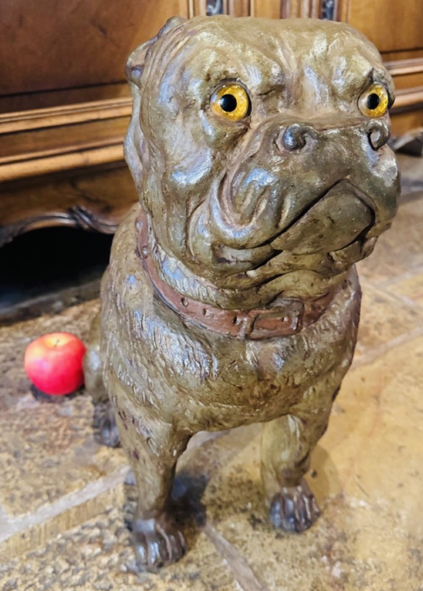 Chien Bouledogue Anglais En Terre Cuite Du XIX Eme Siècle -photo-5