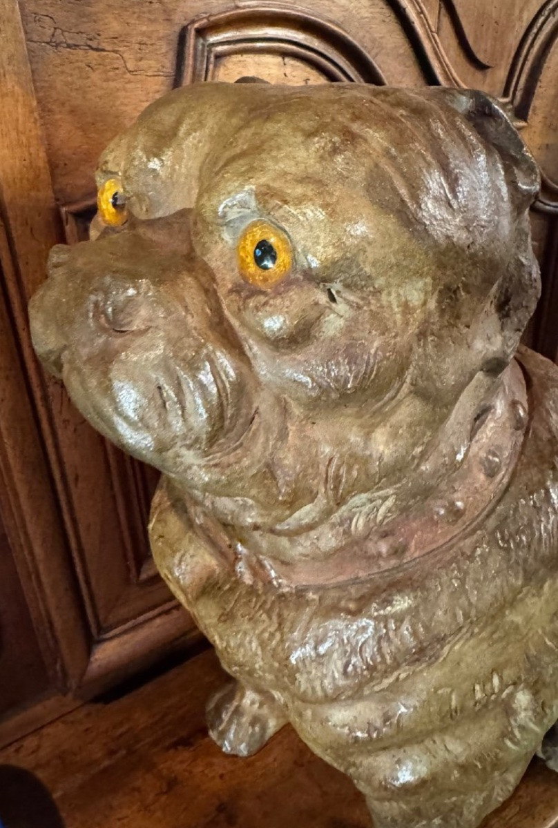 Chien Bouledogue Anglais En Terre Cuite Du XIX Eme Siècle -photo-7