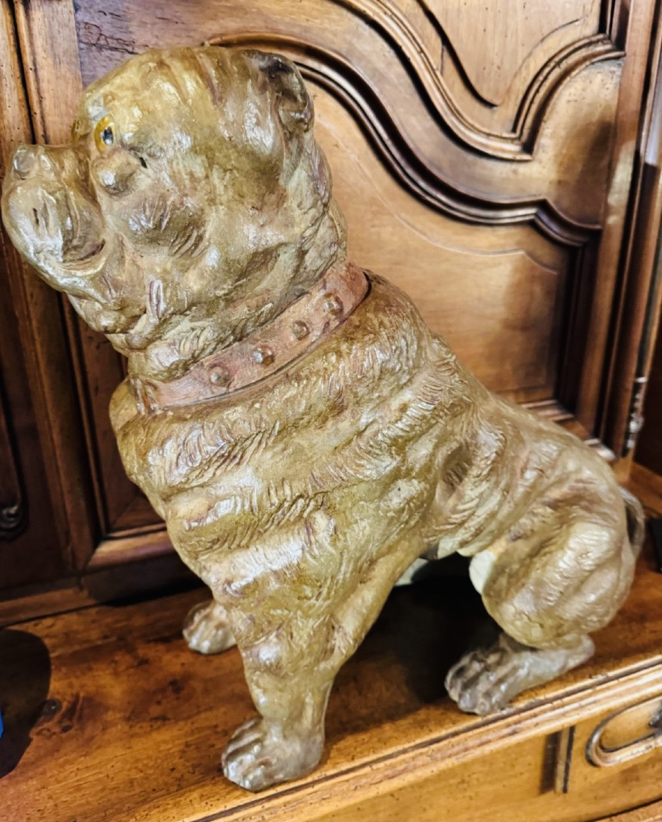 Chien Bouledogue Anglais En Terre Cuite Du XIX Eme Siècle -photo-8