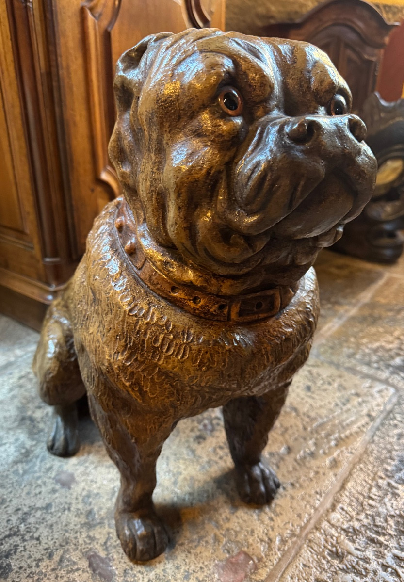 Chien Bouledogue Anglais En Terre Cuite Du XIX Eme Siècle 