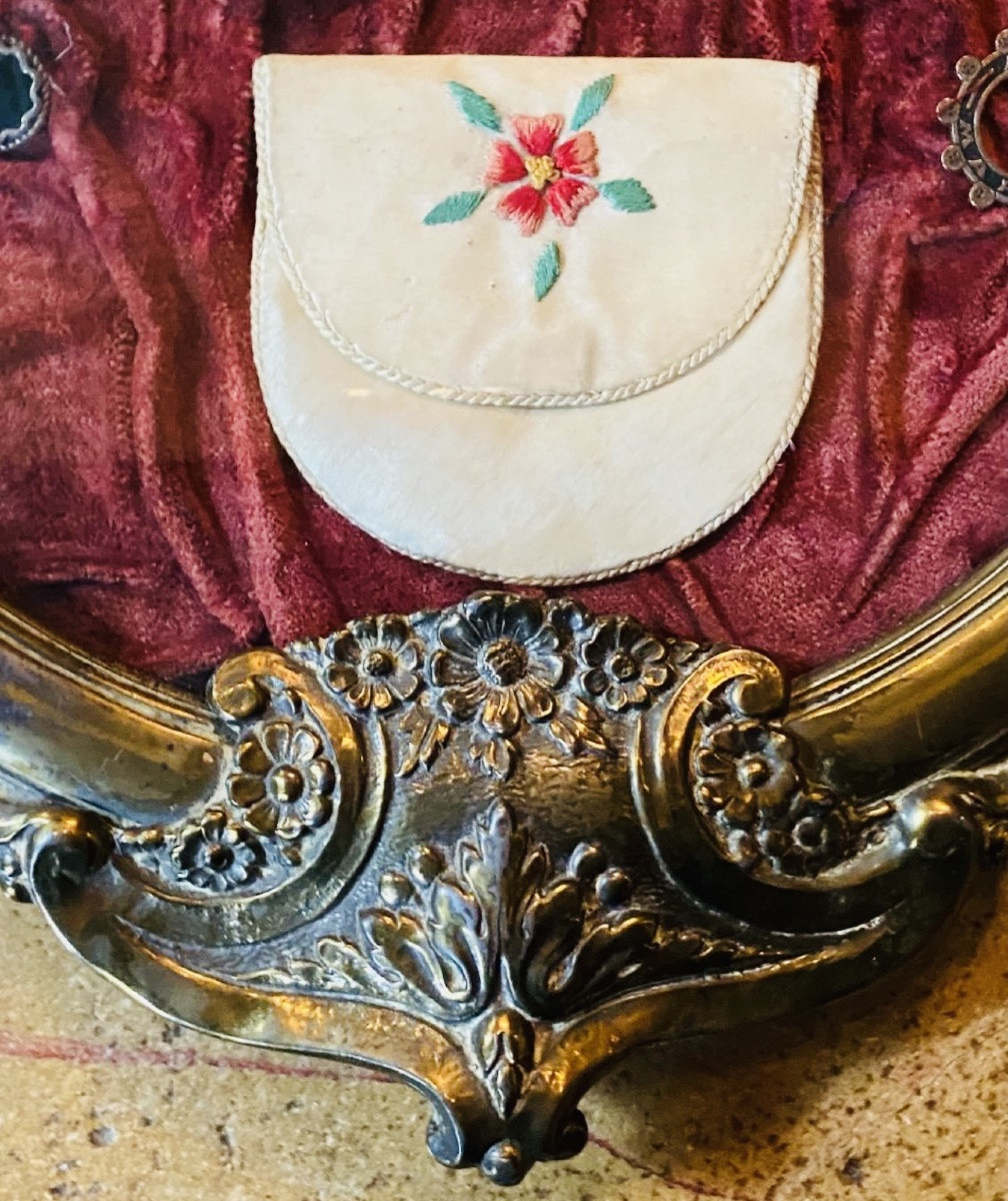 Ecumenical Silvered Bronze Frame With Relics And Ex-votos  -photo-6