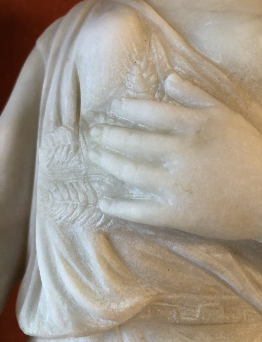 Demeter ou Cérès, Marbre Du XVIIIe Siècle : Déesse Des Moissons Et De L’agriculture-photo-7