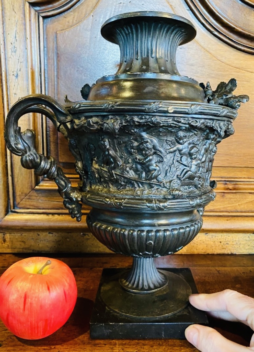 Cassolette aux putti et aux serpents, Clodion, Bronze Du XIX Eme Siècle-photo-2