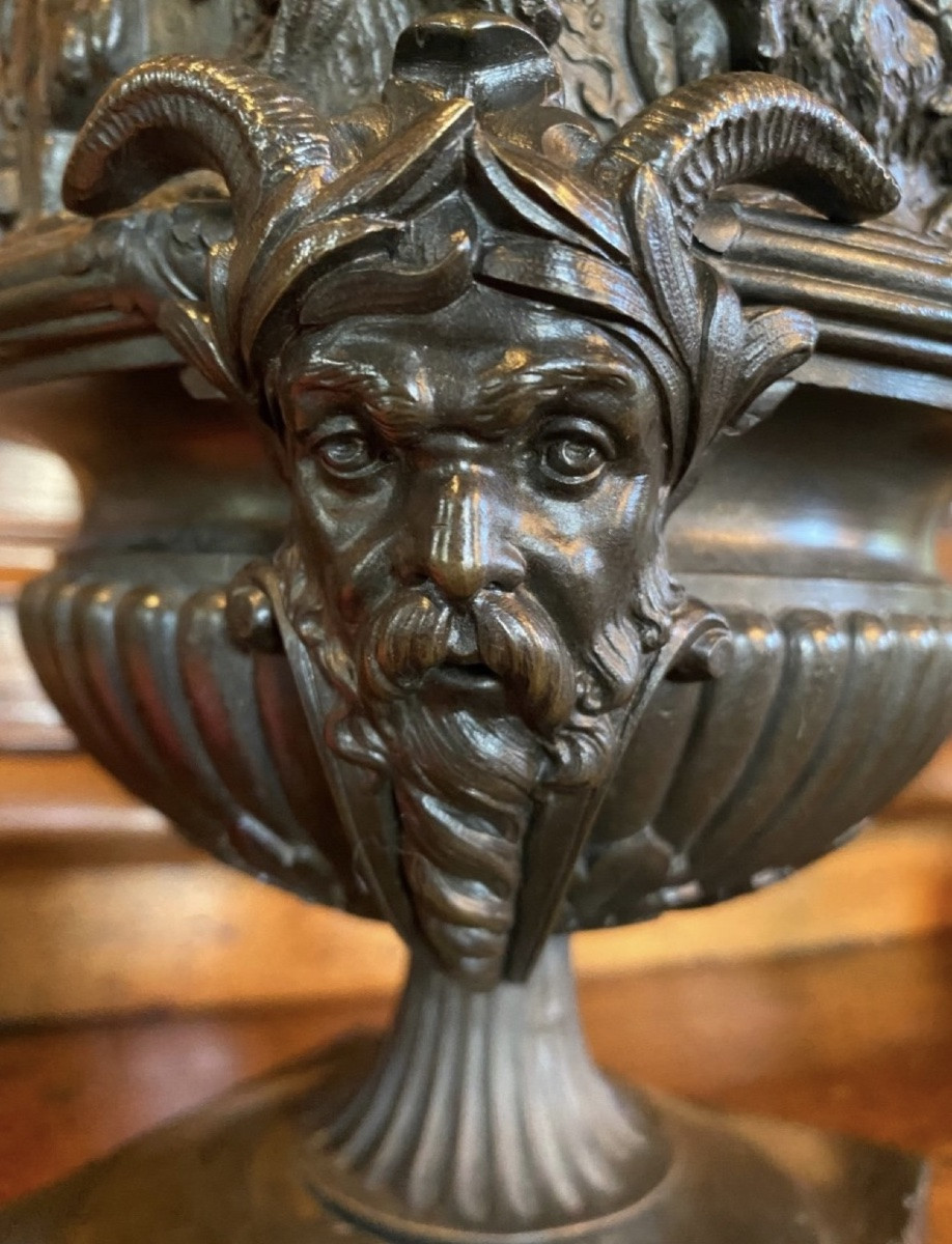 Cassolette aux putti et aux serpents, Clodion, Bronze Du XIX Eme Siècle-photo-8