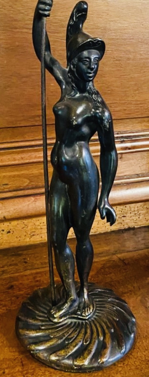 18th-century Bronze, Athena Or Minerva, Helmeted And Nude-photo-2