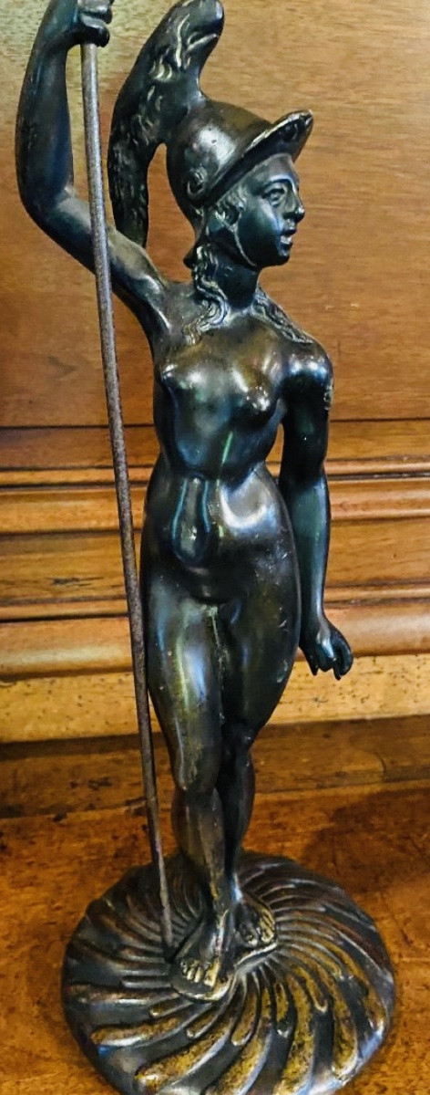 18th-century Bronze, Athena Or Minerva, Helmeted And Nude-photo-4